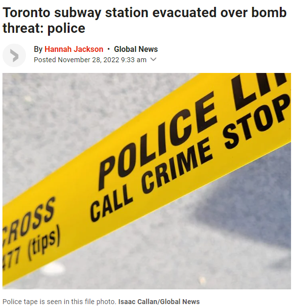 多伦多Steeles上地铁站发生炸弹威胁！乘