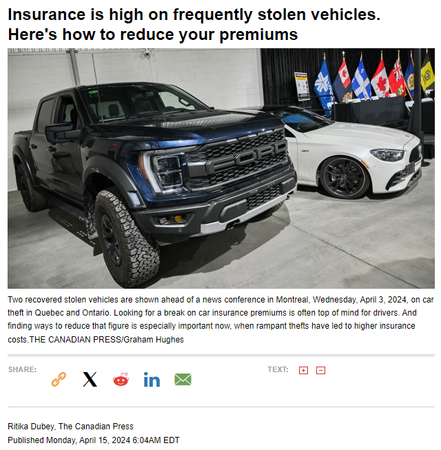 加拿大易盗车型保险太高，这三招能帮车主