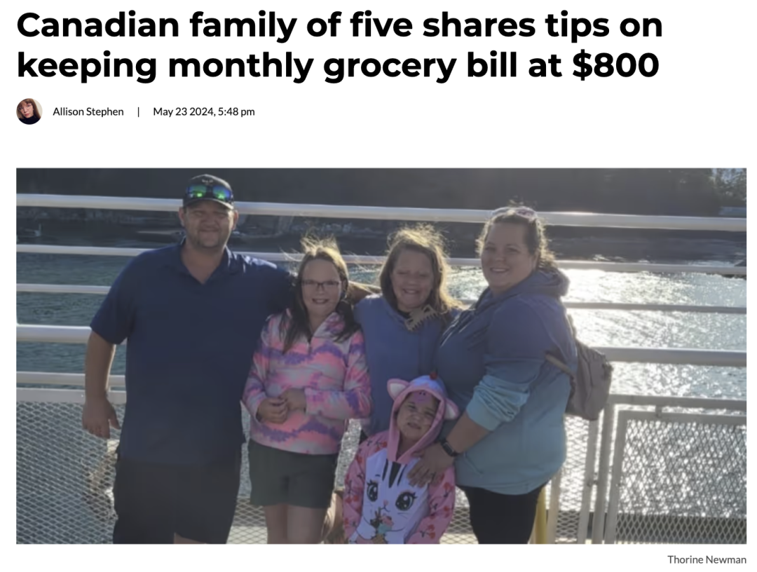 加拿大五口之家如此操作，每月将伙食费控